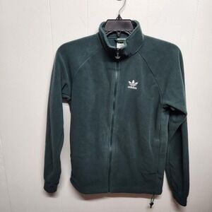 Adidas Jacket Mens XS Mineral Green Trefoil FZ Tedd Full Zip Polar Fleece HK7297
